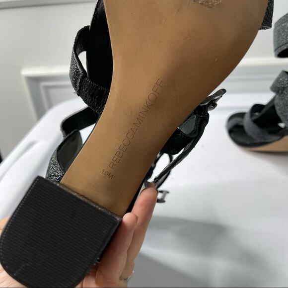 Rebecca Minkoff black metallic sky heeled sandals size 10 - Picture 3 of 6